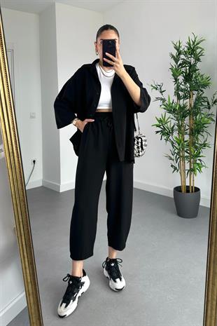 Zolex Siyah Keten İkili Takım