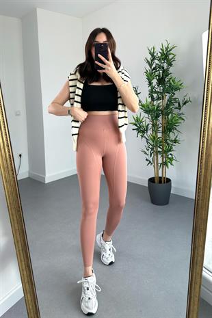Oysho Gül Kurusu Dikişli Toparlayıcı Fit Tayt