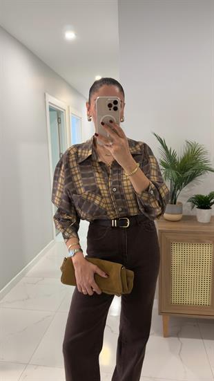 Tegra Hardal Ekoseli Oversıze Gömlek