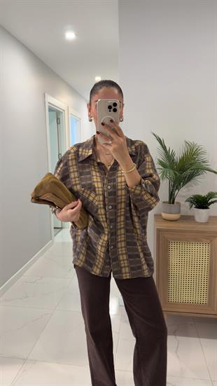 Tegra Hardal Ekoseli Oversıze Gömlek