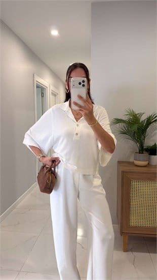 Tehla Ekru Polo Yaka Triko
