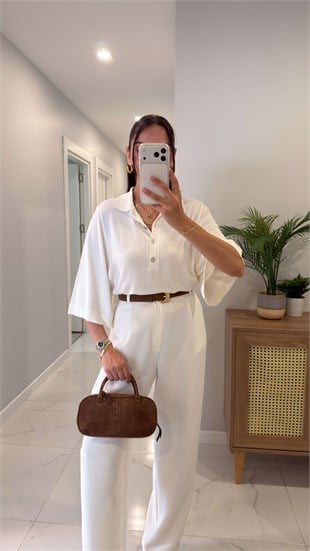 Tehla Ekru Polo Yaka Triko