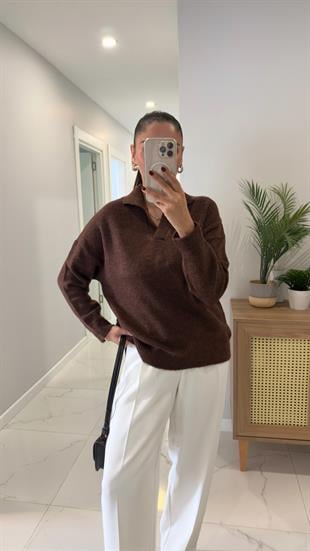 Tenso Koyu Tarçın Polo Yaka Triko