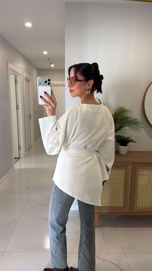 Terowna Beyaz Tasarım İki Parça Bluz