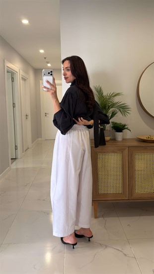 Thella Beyaz Beli Lastikli Marka Model Pantolon