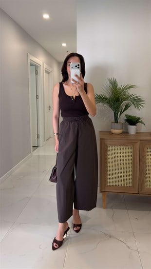 Thella Kahve Beli Lastikli Marka Model Pantolon