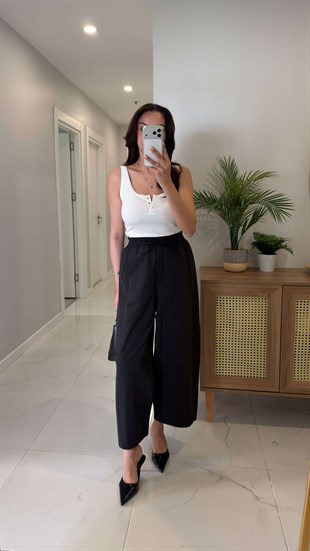 Thella Siyah Beli Lastikli Marka Model Pantolon