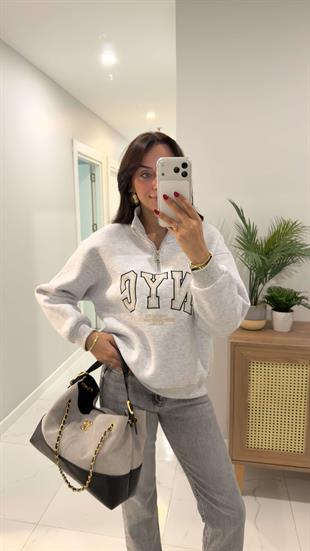 Tiessa Gri NYC Baskılı Sweat