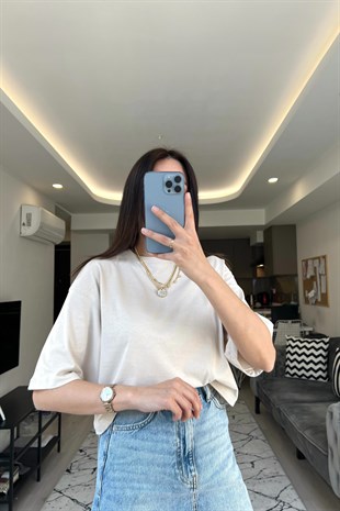 Açık Bej Basic Tişört