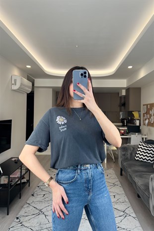 Antraist Yıkamalı Daisy Tişört