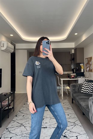 Antraist Yıkamalı Daisy Tişört