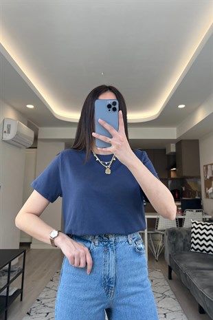 Bikbok Lacivert Basic Tişört