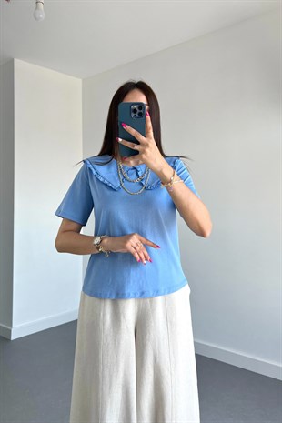 Mavi Bebe Yaka Tişört