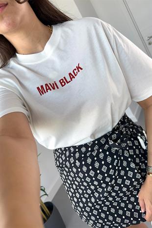 Mavi Black Baskılı Beyaz Tişört