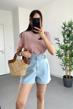 MD Kırmızı Çizgili Basic Tişört
