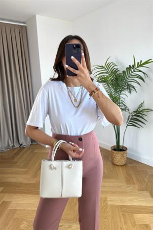 Viyda Beyaz Basic Bisiklet Yaka Tişört
