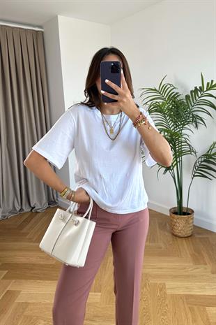 Viyda Beyaz Basic Bisiklet Yaka Tişört