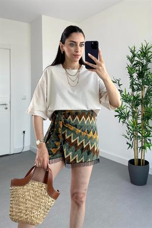 ZR Loi Bej Basic Dökümlü Tişört