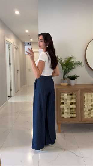 Todes Dark Blue Kendinden Bağlamalı Pantolon