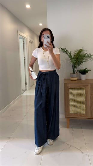 Todes Dark Blue Kendinden Bağlamalı Pantolon