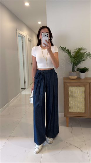 Todes Dark Blue Kendinden Bağlamalı Pantolon