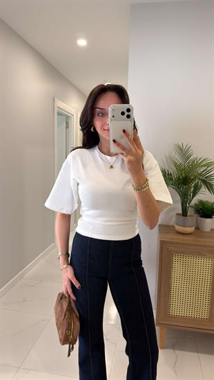 Tods Açık Ekru Yarasa Kol Yanları Büzgülü Tişört