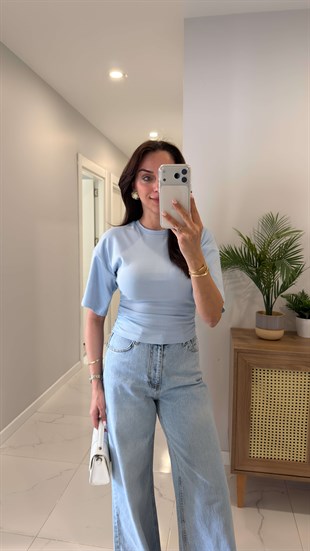 Tods Bebe Mavi Yarasa Kol Yanları Büzgülü Tişört