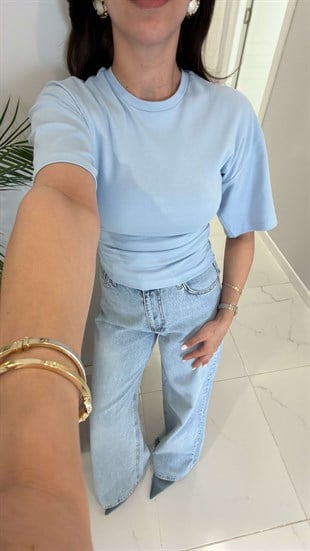 Tods Bebe Mavi Yarasa Kol Yanları Büzgülü Tişört