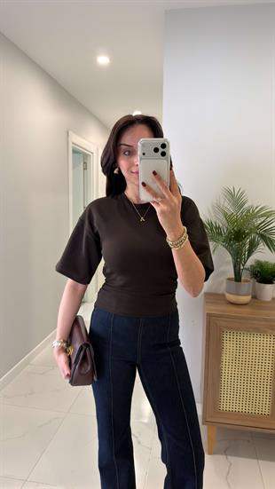 Tods Kahve Yarasa Kol Yanları Büzgülü Tişört