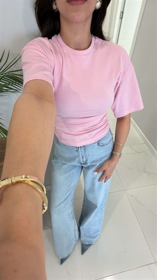 Tods Pembe Yarasa Kol Yanları Büzgülü Tişört