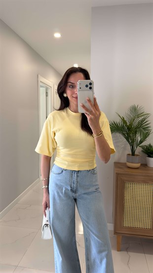 Tods Sarı Yarasa Kol Yanları Büzgülü Tişört