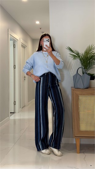 Tollet Lacivert Çizgili Jean