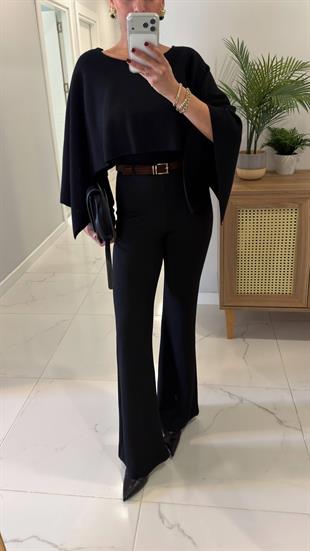 Tonra Siyah Kemerli İspanyol Tayt