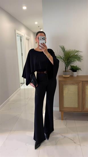 Tonra Siyah Kemerli İspanyol Tayt