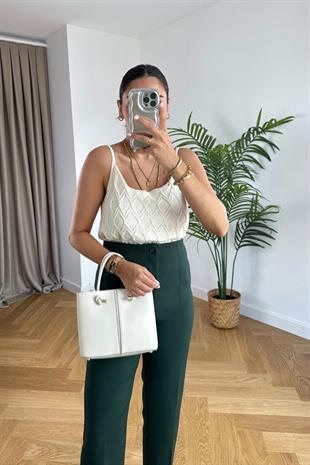 Giny Ekru İp Askılı Triko 