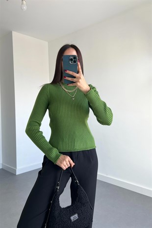 Nakd Yeşil Bisiklet Yaka Triko Kazak