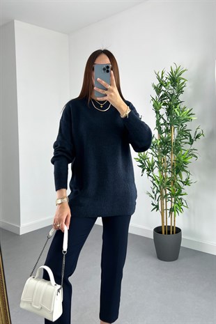 Woxe Lacivert Bisiklet Yaka Basic Triko