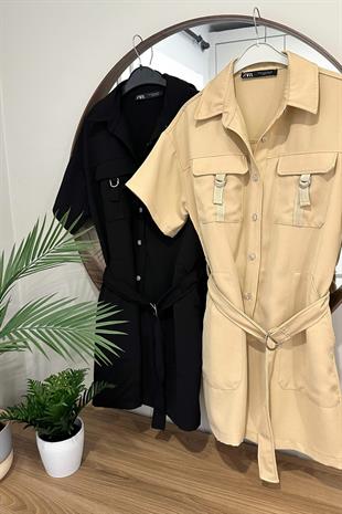 ZR Arina Siyah Kemer Detaylı Tulum