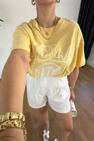 Ucla Sarı Bisiklet Yaka Tişört