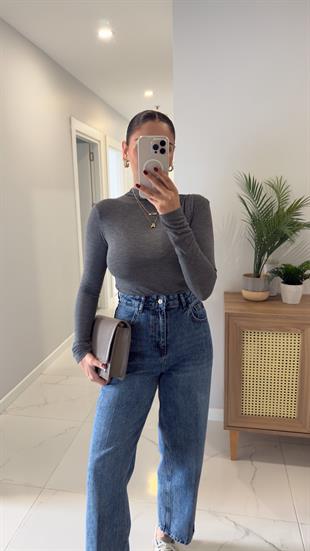 Ugan Antrasit Kendinden Yakalı Bluz