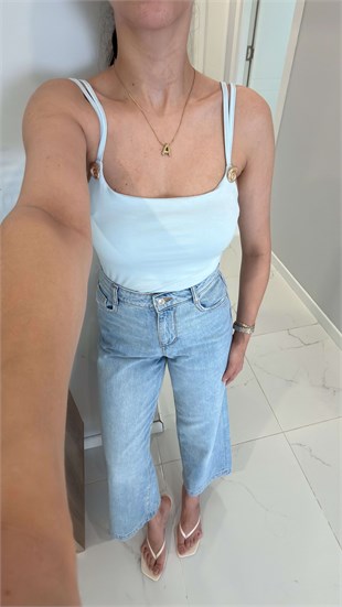 Urta Bebe Mavisi Toka Detaylı Bodysuit