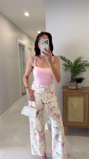 Urta Pembe Toka Detaylı Bodysuit