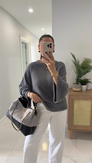 Utsa Gri Füme Yumuşak Dokulu Triko