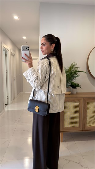 Vanniya Ekru Kareli Ceket