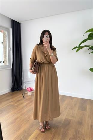 Velanna Camel Gömlek Etek Takım
