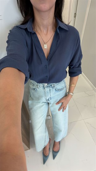 Verani İndigo Oversize Basic Gömlek