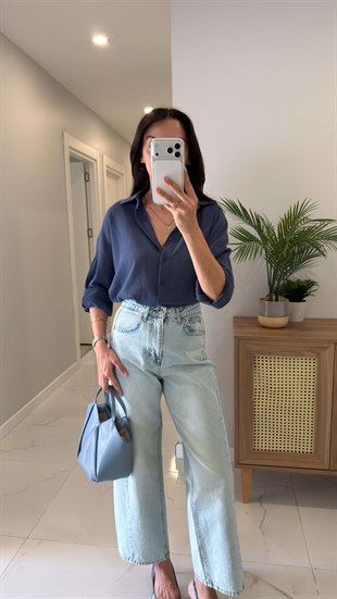 Verani İndigo Oversize Basic Gömlek