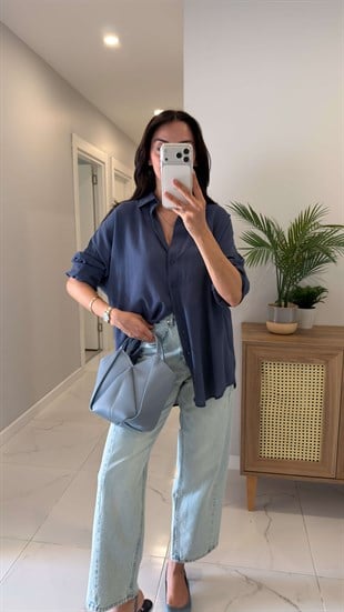 Verani İndigo Oversize Basic Gömlek