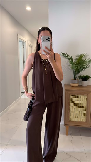 Vida Kahve Bluz Pantolon Takım