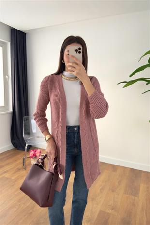 Vilveda Gül Kurusu Oversize Triko Hırka